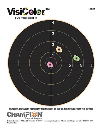 Champion Targets 45824 VisiColor  Bullseye Paper Hanging Pistol/Rifle 8.50" x 11" Multi-Color Includes Pasters 10 Pack