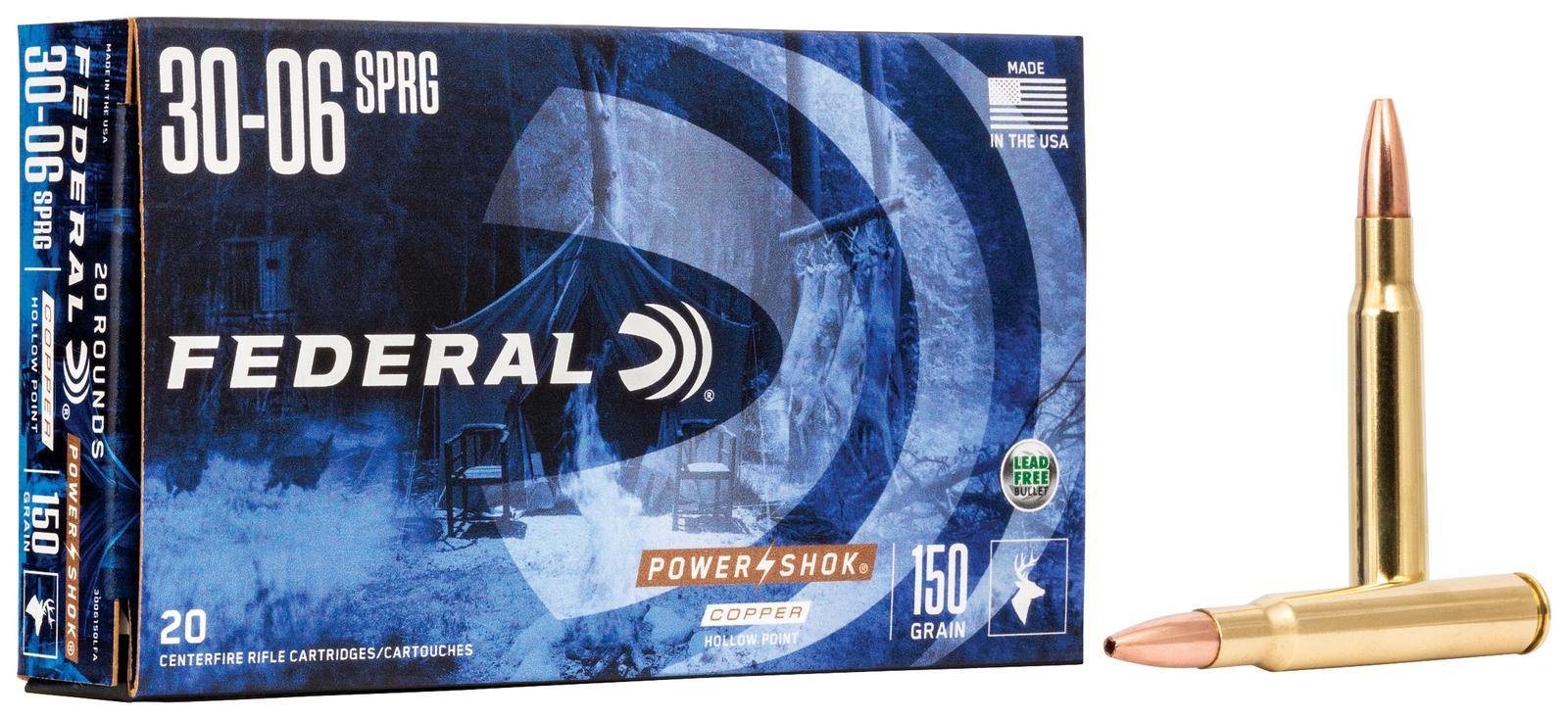 Federal 24385LFA Power-Shok  243Win 85gr Copper Hollow Point 20 Per Box/10 Case