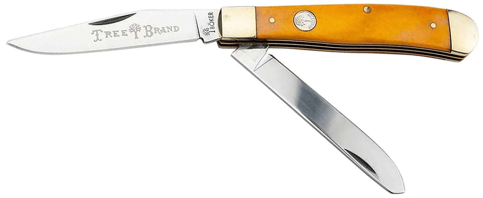 Boker 110835 Trapper Traditional Clip Point/Spey Plain D2 Steel Blade Smooth Yellow Bone Handle