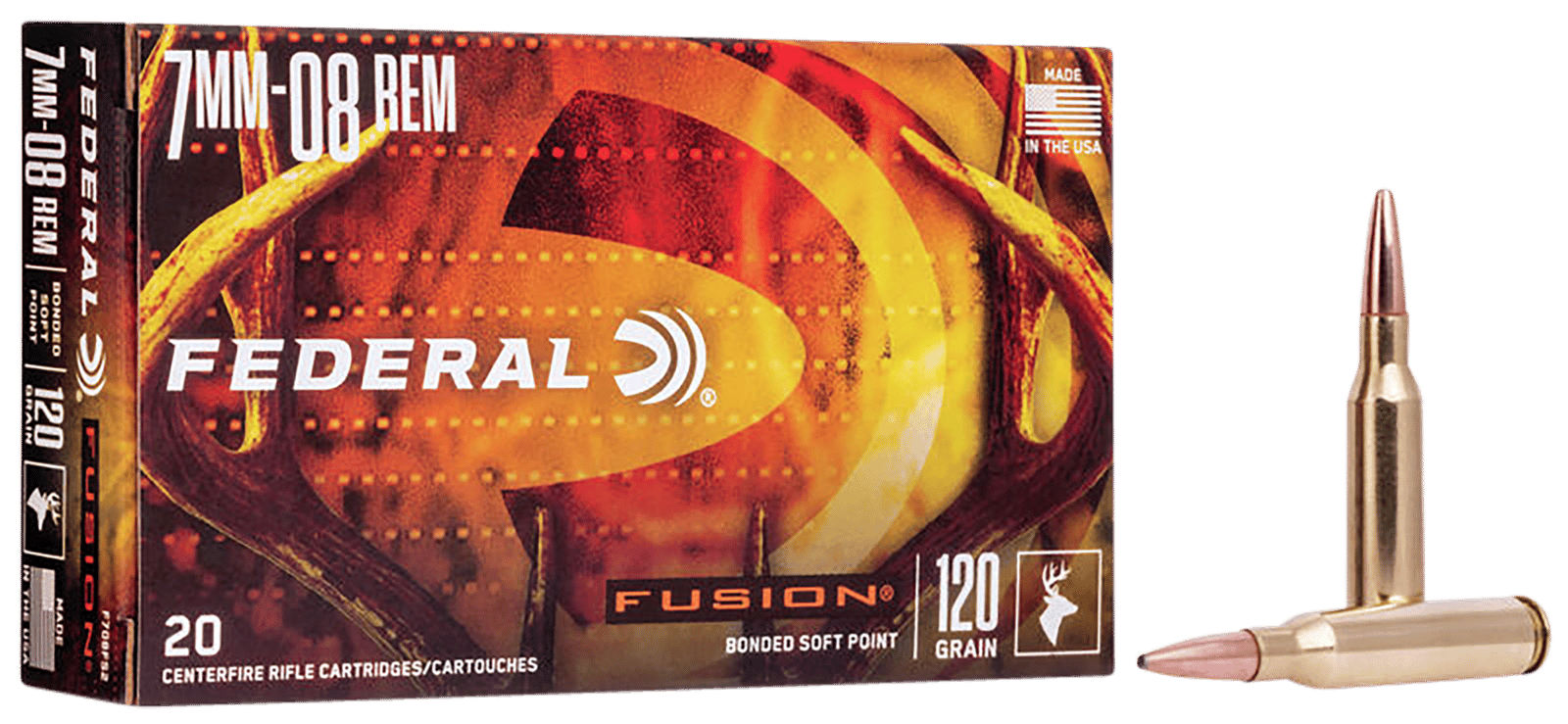 Federal F708FS2 Fusion  7mm-08Rem 120gr Bonded Soft Point 20 Per Box/10 Case