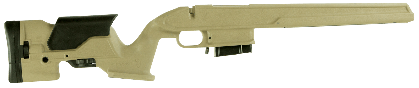 Archangel AA1500DT Precision Stock  Desert Tan Synthetic Fixed with Adjustable Cheek Riser for Weatherby Vanguard; Howa 1500