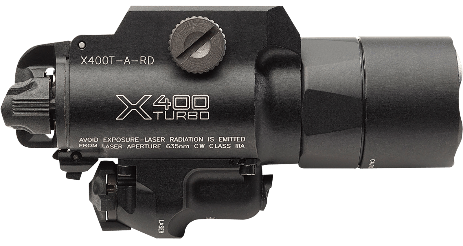 SureFire X400TARD X400T-A-RD Turbo Black Anodized 650 Lumens White LED/Red Laser