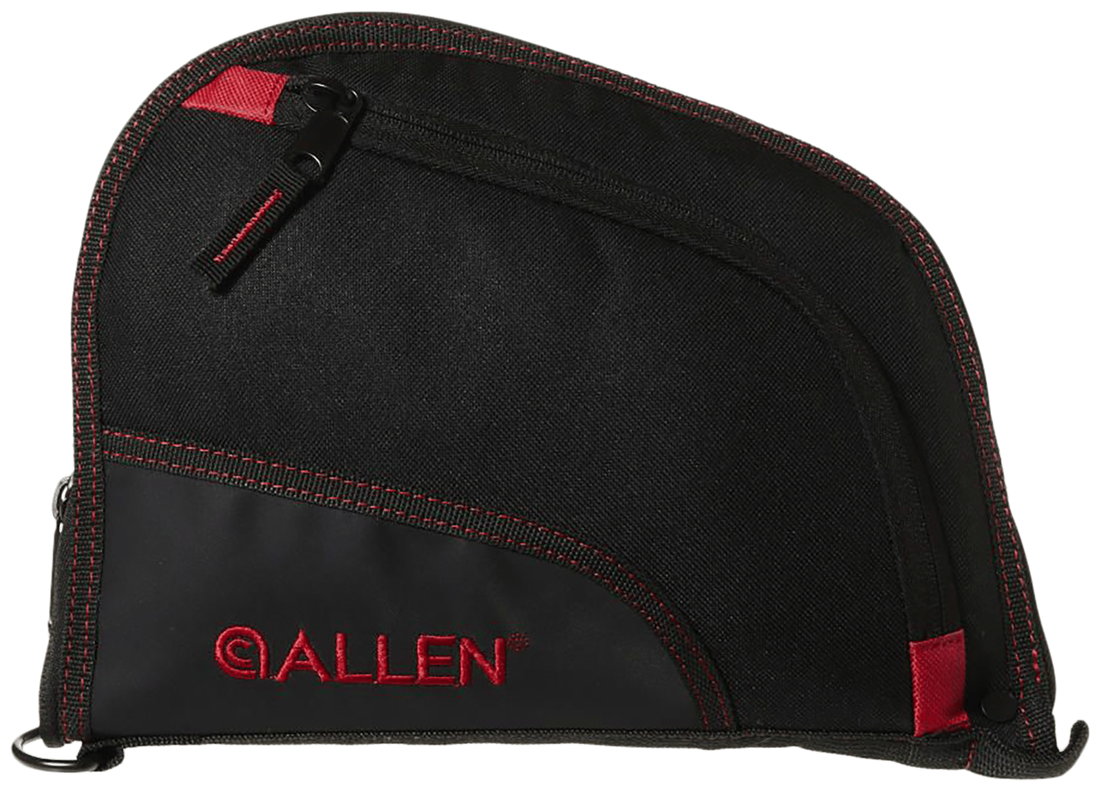 Allen 7738 Auto-Fit  Handgun Case Black Endura w/Red Trim, Foam Padding, Knit Lining, Mag Sleeve, Storage Pocket & Lockable Zipper 9" L