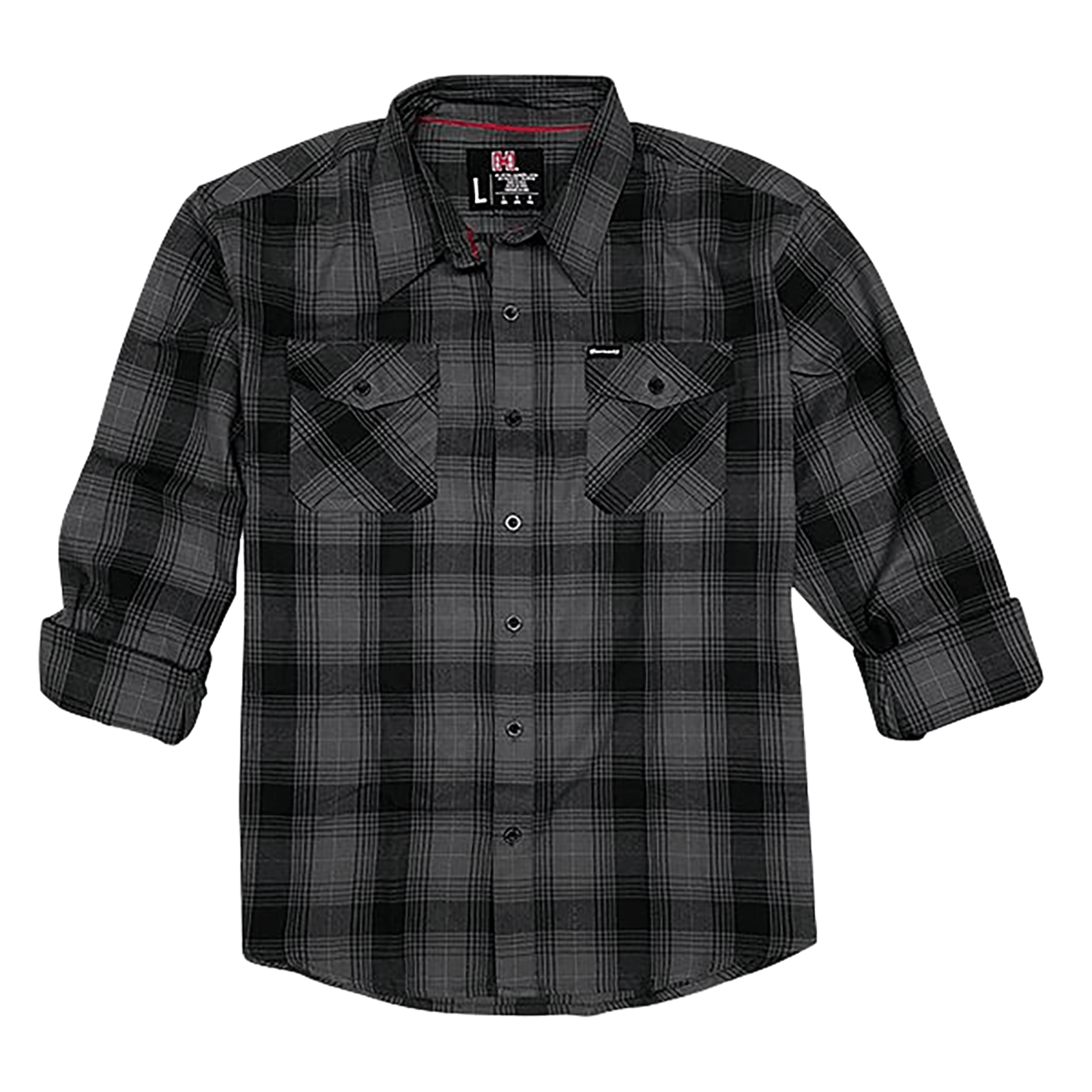 Hornady Gear 32226 Flannel Shirt  3XL Gray/Black,  Cotton/Polyester, Relaxed Fit Button Up