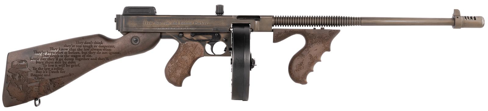 Thompson T150DC6 1927A-1 Bonnie & Clyde .45 Cal 50+1 18" Finned Barrel, Aluminum Receiver Fixed Stock