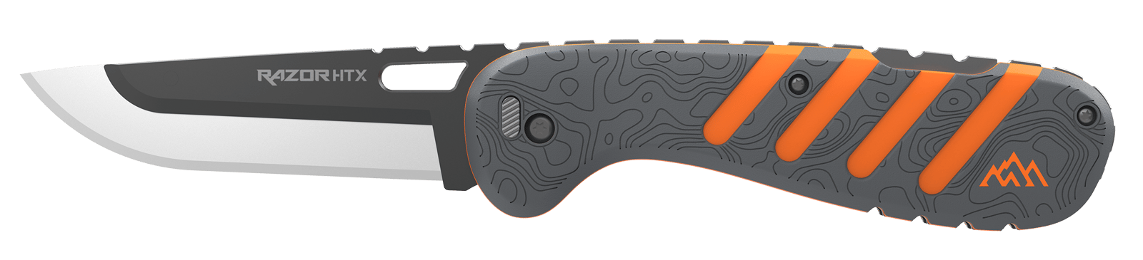 Outdoor Edge HTX35Y6C Razor HTX  3.50" Folding Plain 420J2 SS Blade Gray/Orange