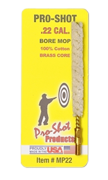 Pro-Shot MP22 Bore Mop  .22 Cal Handgun/Rifle #8-32 Thread   Cotton 1.75" Long