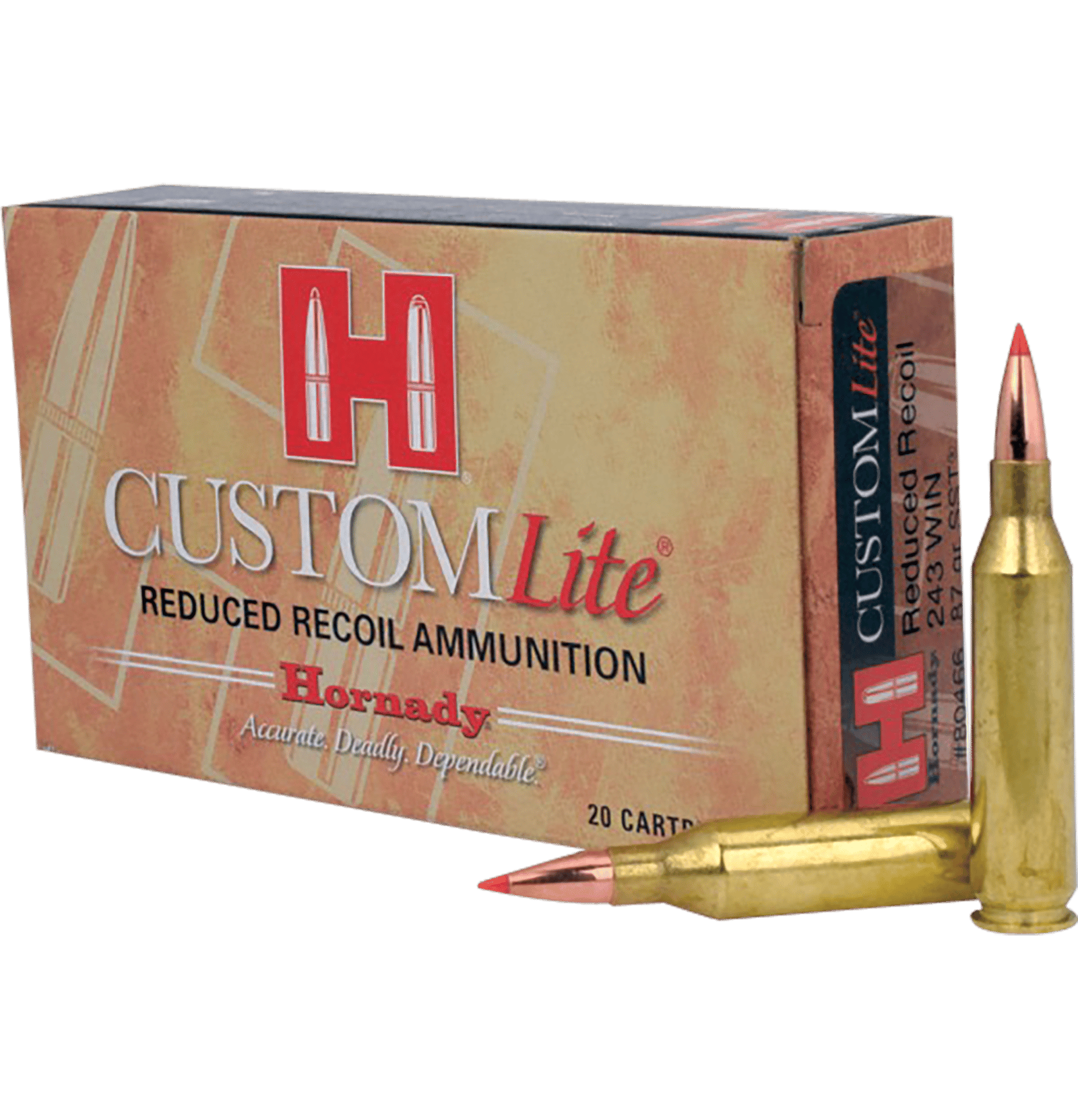 Hornady 80466 Custom Lite  243Win 87gr Super Shock Tip 20 Per Box/10 Case