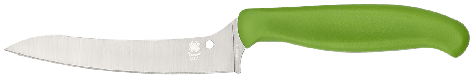 Spyderco K14PGN Z-Cut Pointed 4.40" Fixed Plain Stonewashed CTS BD1N SS Blade, Green Textured Polypropylene Handle