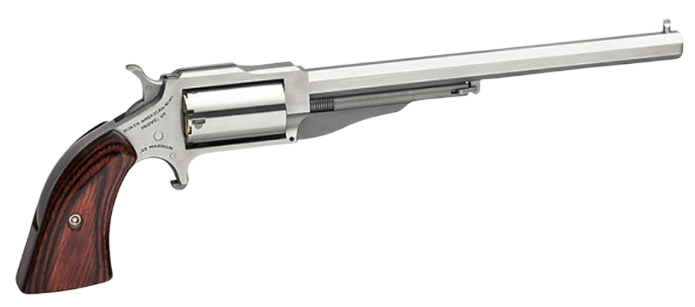 North American Arms 18606 Earl Hogleg *CA Compliant 22 WMR 5 Shot 6" Satin Stainless Steel Barrel, Satin Stainless Steel Frame, Stainless Cylinder, Wood Grip, Exposed Hammer