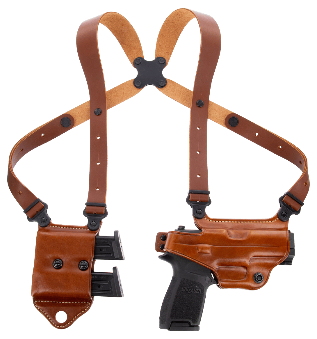 Galco MCII652 Miami Classic II Shoulder System Size Fits Chest Up To 56" Tan Leather Compatible w/S&W M&P Shield/Glock 43/43X Right Hand