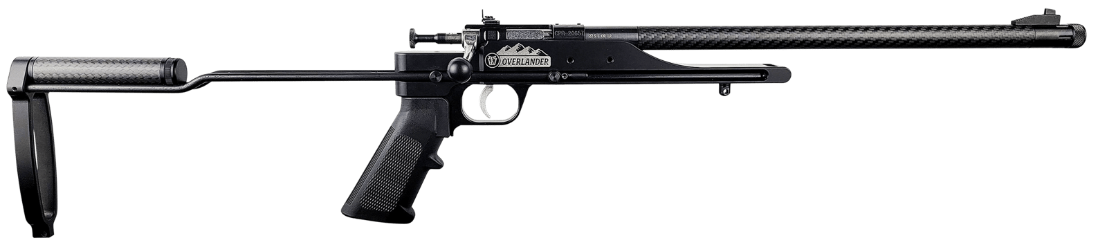 Crickett KSA2190 Precision 6061 Overlander Pack Rifle 22 LR Single Shot 16.12" Carbon Fiber Threaded Barrel, Black Anodized Picatinny Rail Aluminum Receiver, Aluminum/Carbon Fiber Adjustable Skeletoni