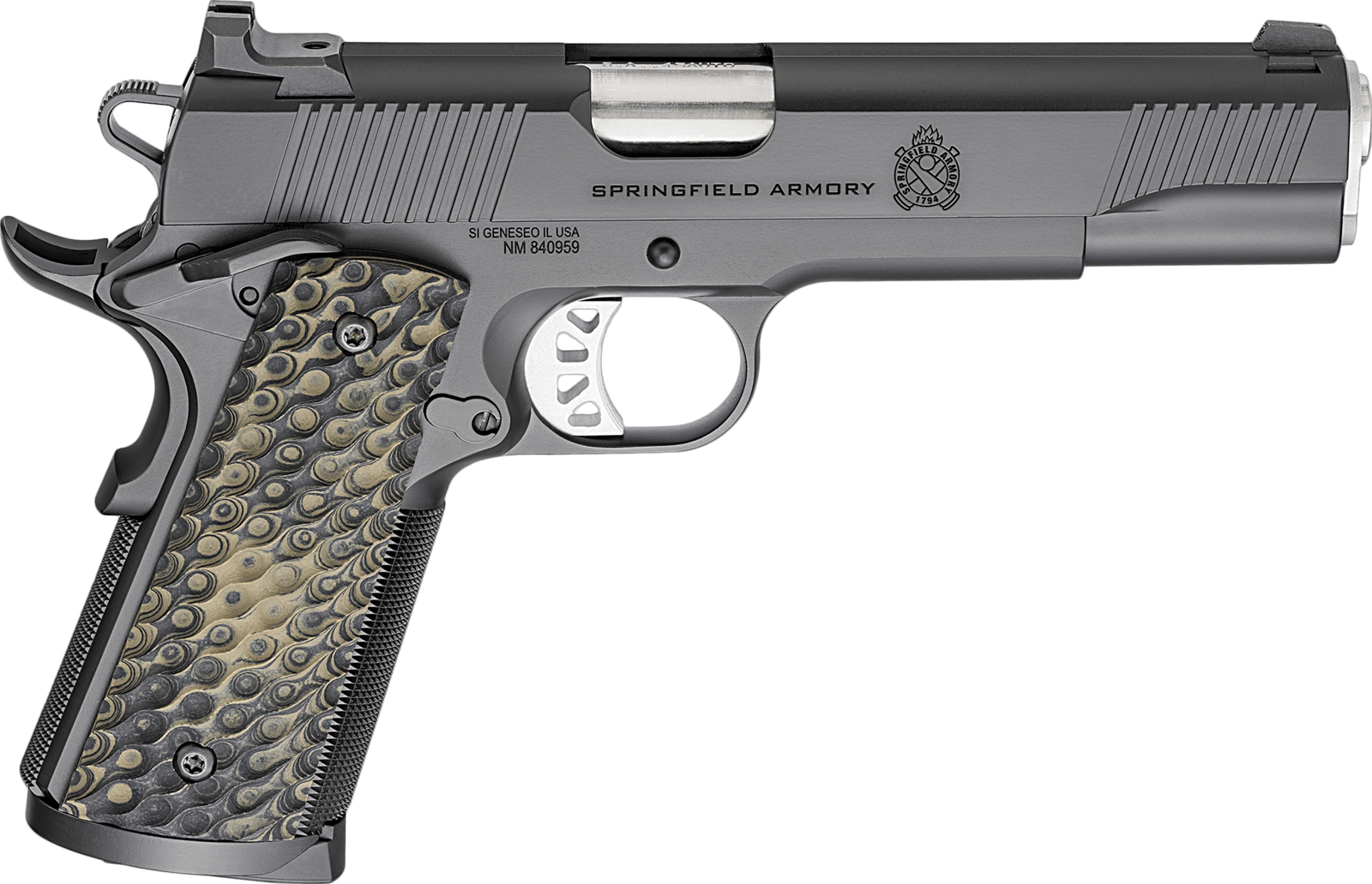 Springfield Armory PC9125 1911 TRP  45 ACP 8+1 5" Stainless Match Grade Barrel, Black Cerakote Serrated Carbon Steel Slide & Frame w/Beavertail, VZ Hydra G10 Grip