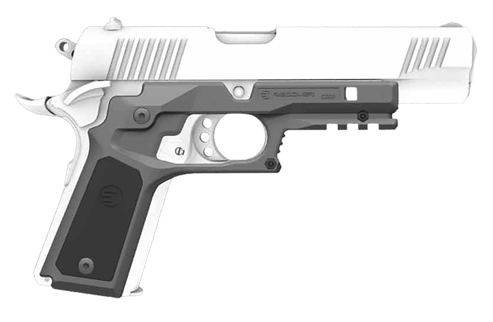 Recover Tactical CC3P0401 Frame Grip  Gray Polymer Frame with Interchangeable Black & Gray Panels for Standard Frame 1911