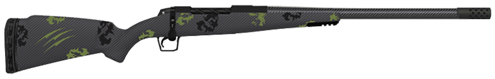 Fierce Firearms TWTROG300WIN24BF Twisted TI Rogue 300 Win 24" Black Cerakote Steel Threaded Barrel, Drilled & Tapped Titanium Receiver, LR Negative Comb Forest Camo Carbon Fiber Stock