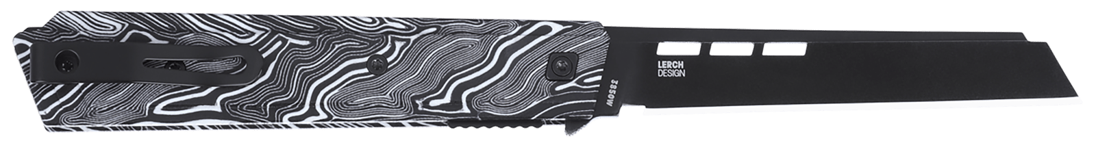 CRKT 3850W Zephyr 3.22" Sheepsfoot Plain Black TiNi 14C28N Steel Blade, Marbled Black/White G10 Handle