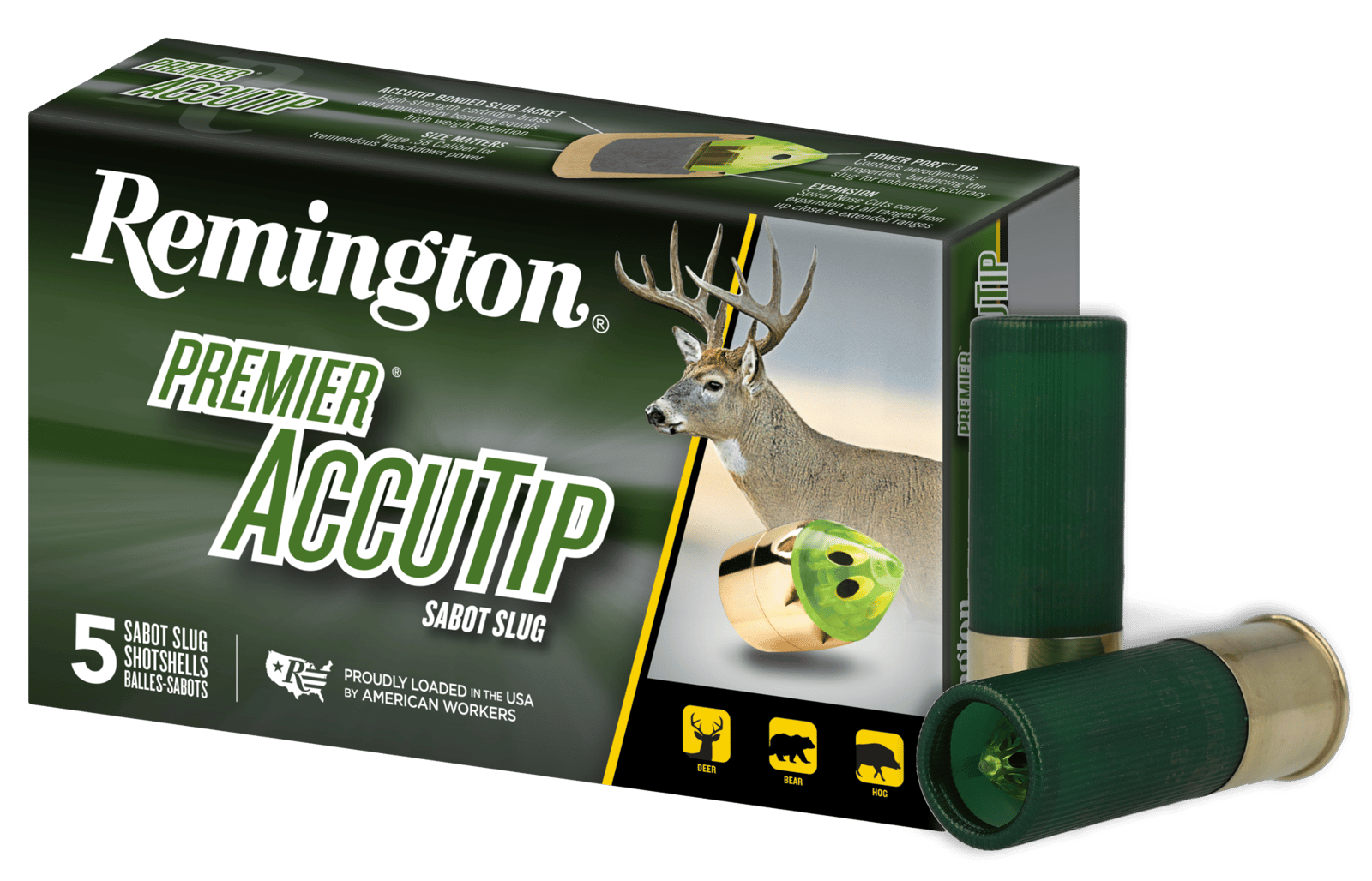 Remington Ammunition 20731 Premier AccuTip  12 Gauge 3" Sabot Slug Shot 5 Per Box/ 20 Cs