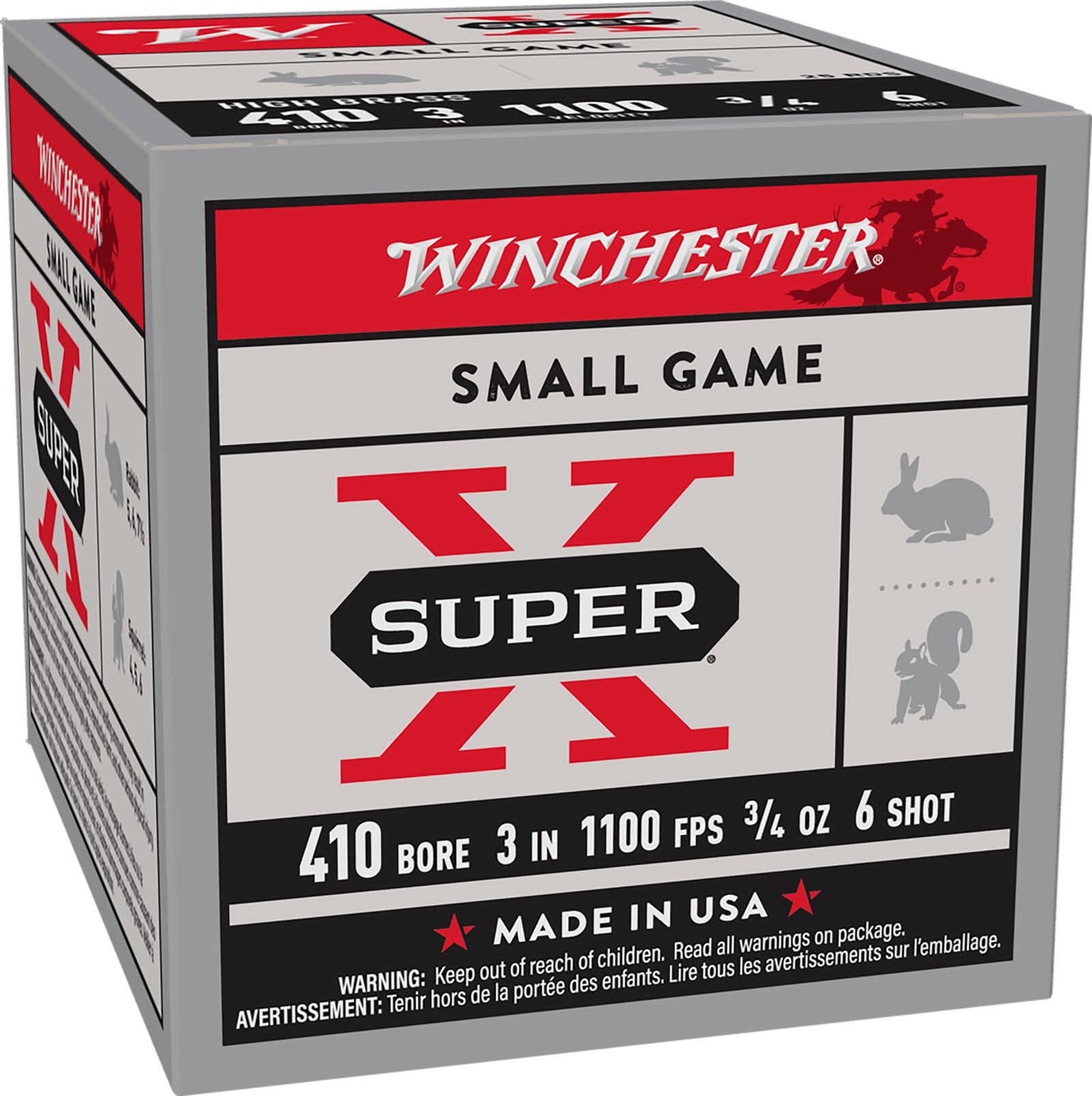 Winchester Ammo X413H6 Super X Heavy Game Load High Brass 410Gauge 3" 3/4oz 6Shot 25 Per Box/10 Case