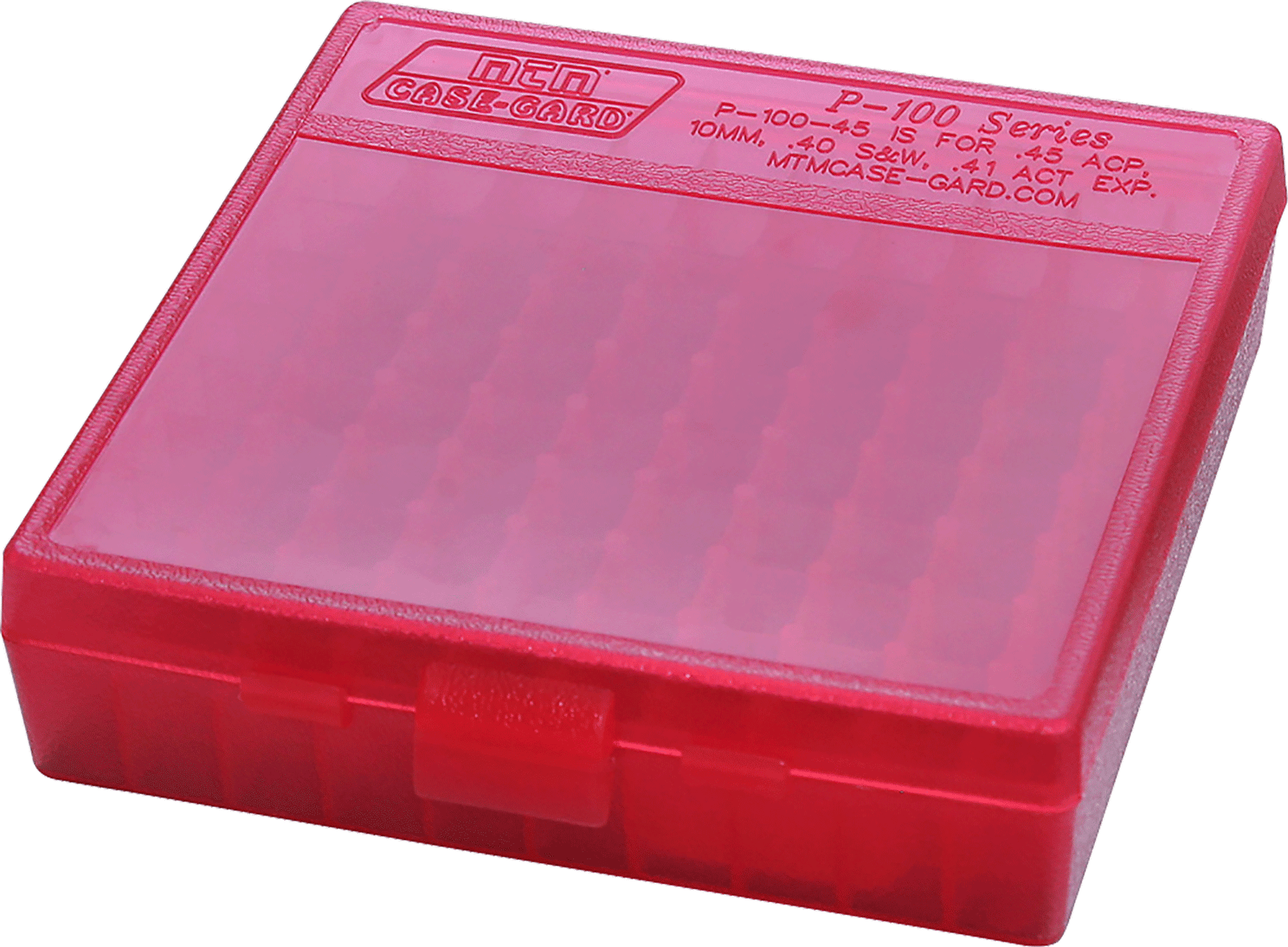 MTM Case-Gard P1004529 Ammo Box Flip-Top Multi Caliber Clear Red Polypropylene 100rd