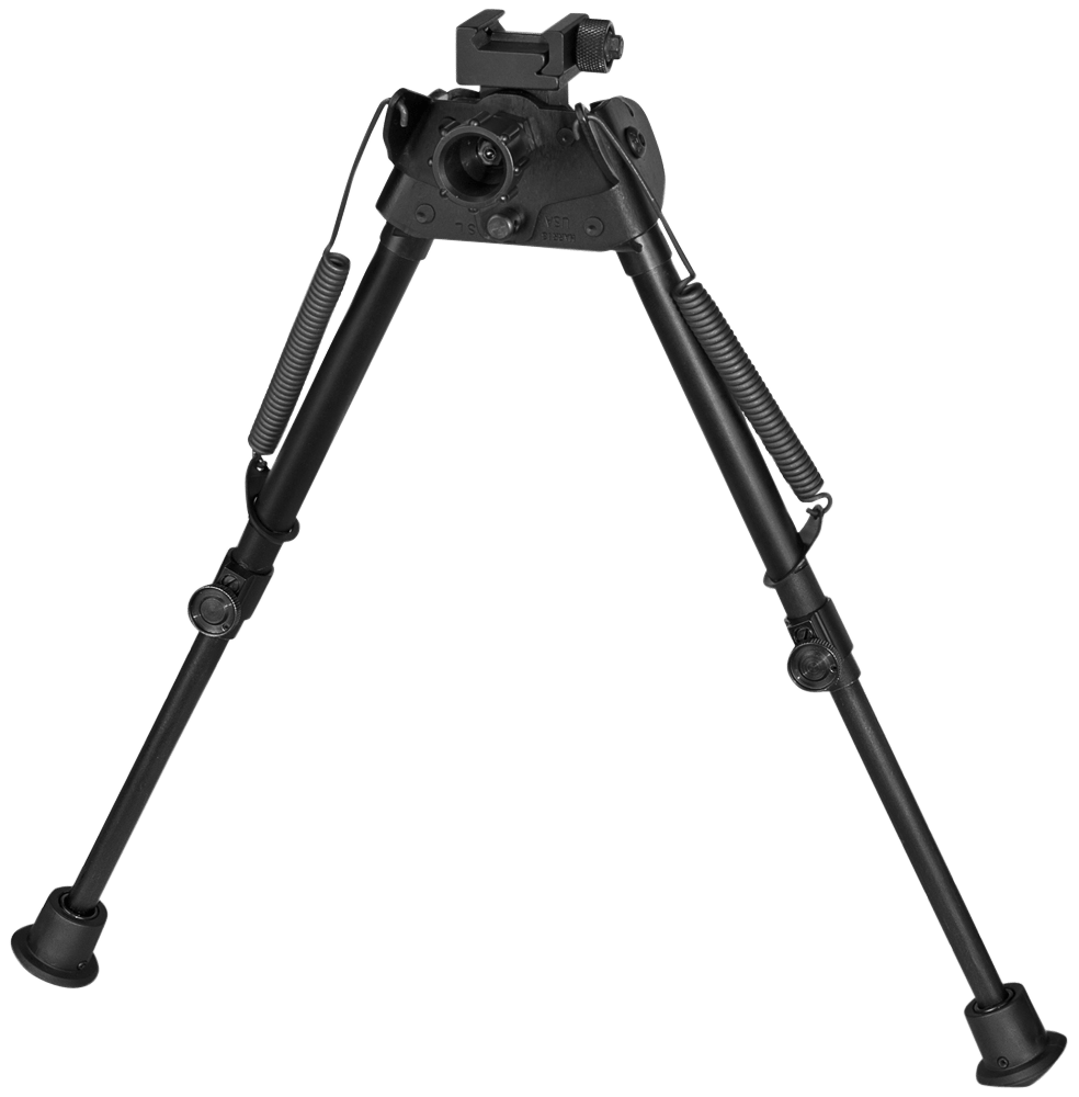 Harris Bipods S-LP Swivel L Picatinny, 9-13", Black Steel/Aluminum, Rubber Feet