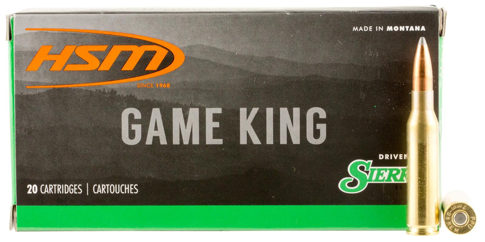 HSM 7MM089N Game King  7mm-08 Rem 160 gr Sierra GameKing Spitzer Boat Tail 20 Per Box/ 25 Case