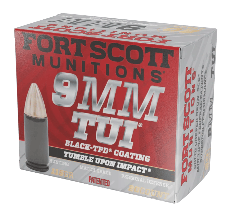 Fort Scott Munitions 9MM115SCVTPD Tumble Upon Impact (TUI)  9mmLuger 115gr Solid Copper Spun 20 Per Box/25 Case *TPD-9 Coated