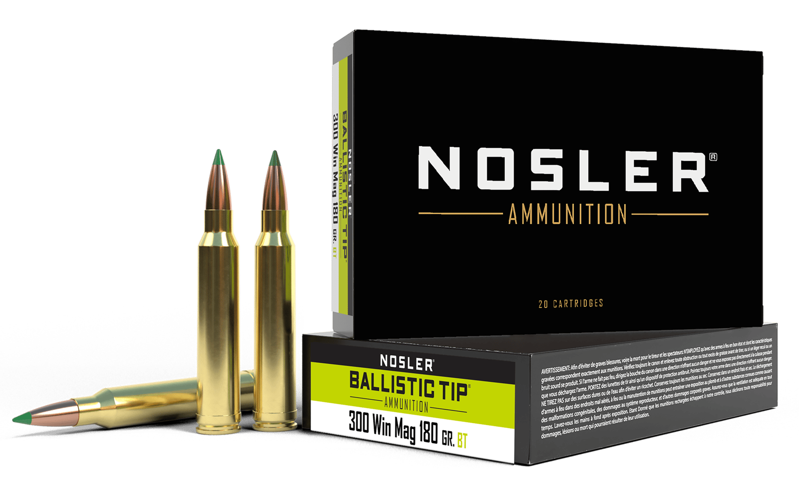 Nosler 40053 Ballistic Tip  300WinMag 180gr Spitzer Ballistic Tip 20 Per Box/10 Case