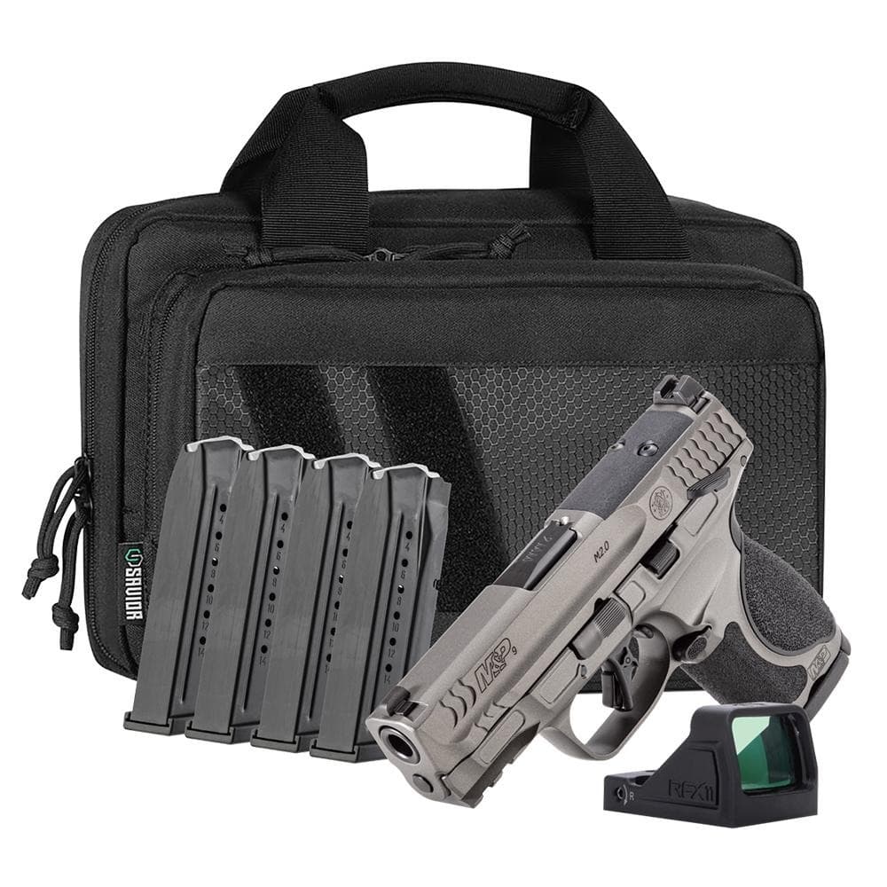 S&W M&P9 Metal M2.0 Handgun Bundle 9mm Luger 15rd Magazine(5) 3.6" Barrel Thumb Safety Viridian RFX11 and Savior Bag