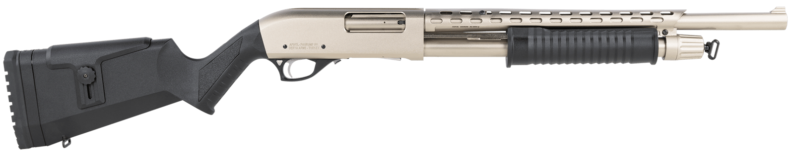 Rock Island AGM5 All Generations  12 Gauge Pump 3" 5+1 18.50" with Heat Shield, Nickel Barrel/Rec, Black Synthetic Furniture, Adj. Comb Stock