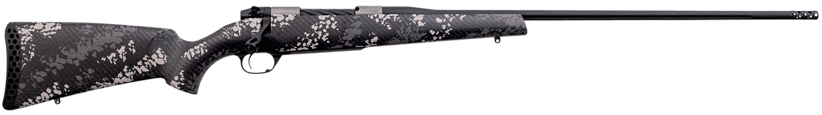 Weatherby MBT20N65CMR4B Mark V Backcountry 2.0 Ti 6.5 Creedmoor 4+1 22" Barrel, Graphite Black Cerakote Metal Finish, Black with Gray/White Sponge Accents Peak 44 Blacktooth Carbon Fiber Stock