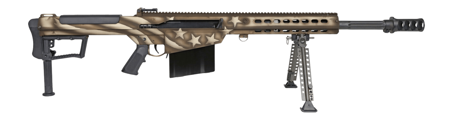 Barrett 20153 M107A1 America 250 50 BMG 10+1 Black Fluted Barrel, Receiver w/Picatinny Rail, QD BiPod Forend, M-LOK Handguard, Black Polymer Grip