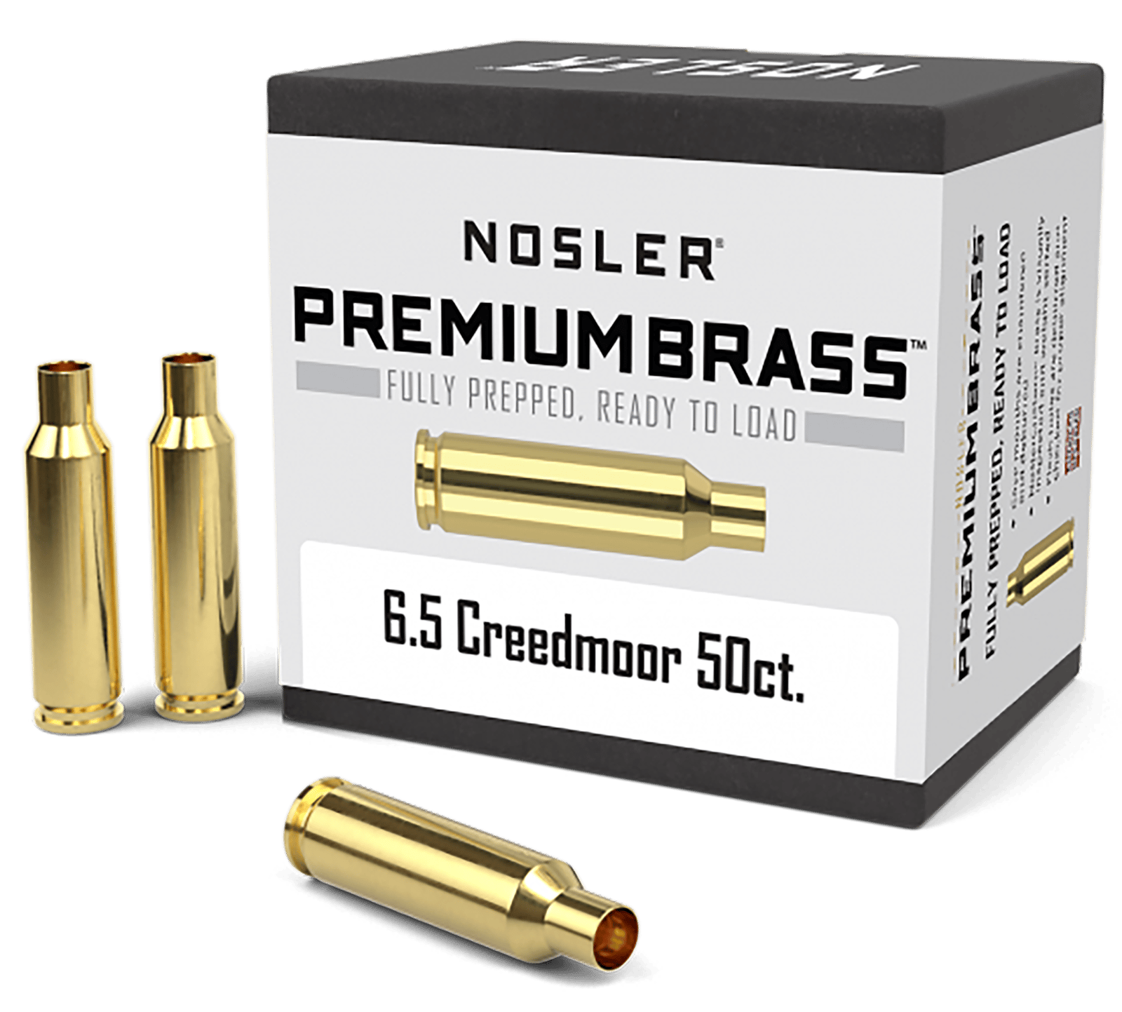 Nosler 44824 Premium Brass Unprimed Cases 6.5Creedmoor Rifle Brass 50/Box