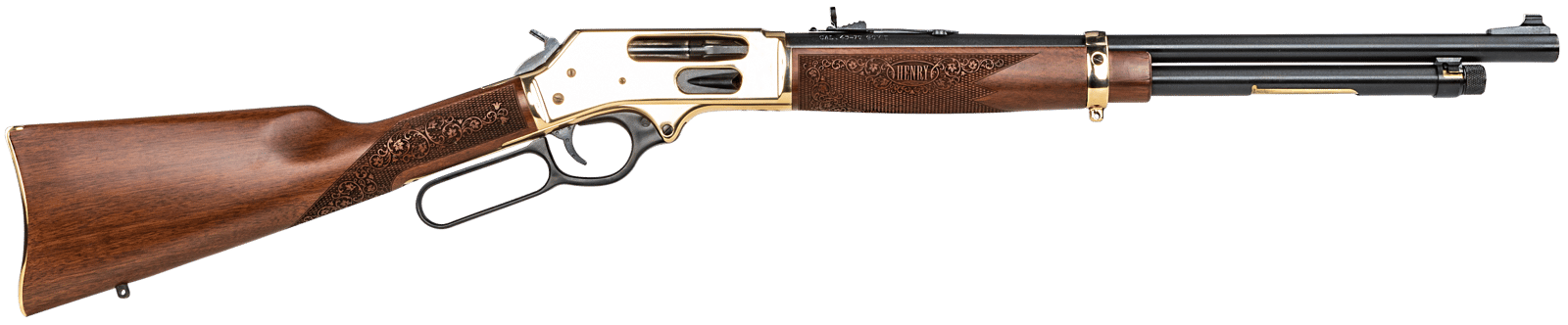 Henry H0244570 Side Gate  Full Size 45-70 Gov 5+1 19.80" Blued Steel Barrel, Polished Brass Receiver, American Walnut Stock Right Hand