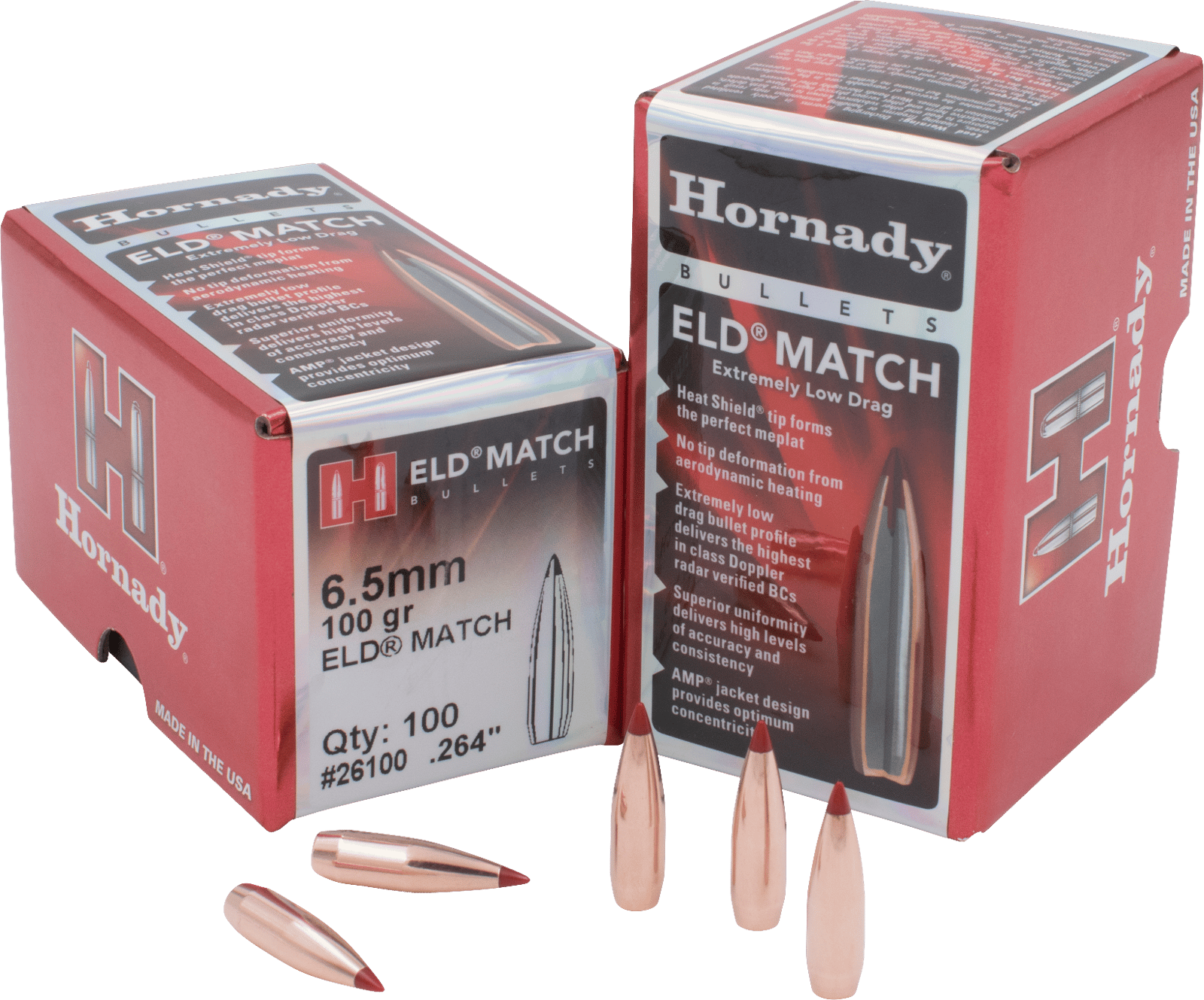 Hornady 26100 ELD Match  6.5mm .264 100 gr Extremely Low Drag Match 100 Per Box/ 25 Case