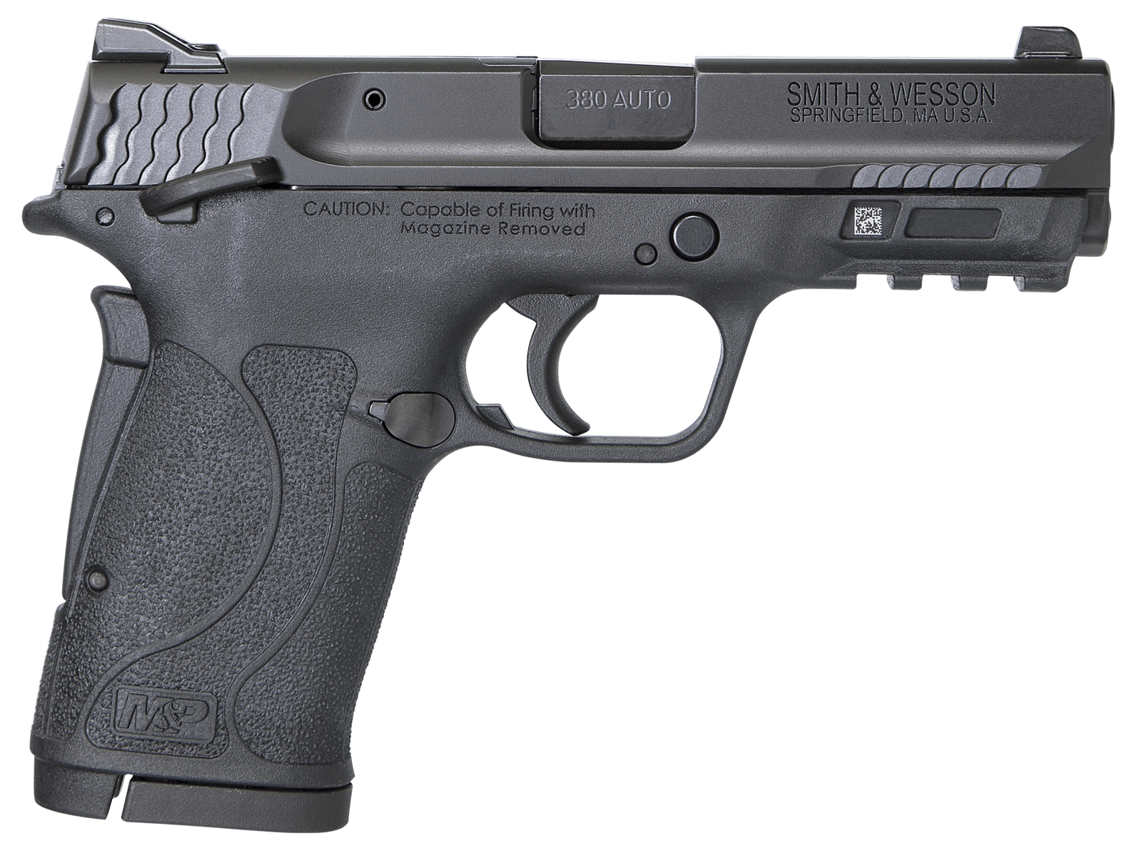 Smith & Wesson 11663 M&P Shield EZ Micro-Compact Frame 380 ACP 8+1, 3.67" Black Armornite Steel Barrel & Serrated Slide, Matte Black Polymer Frame w/Picatinny Rail, Thumb/Grip Safety, Ambidextrous