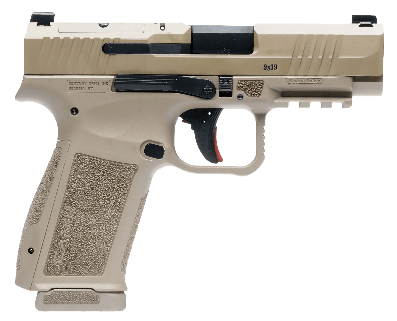 Canik HG7883DN Mete MC9LS Sub-Compact Frame 9mm Luger 17+1 3.64" Black Steel Barrel Flat Dark Earth Serrated Steel Slide, Flat Dark Earth Polymer Frame w/Picatinny Rail, Interchangeable Backstrap Grip