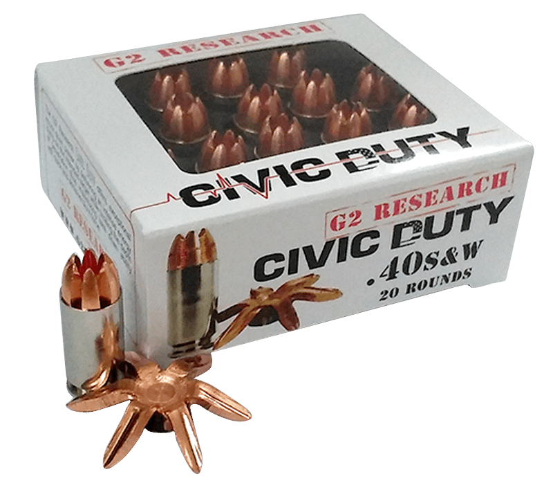 G2 Research G00620 Civic Duty  40S&W 122gr Copper Expansion Projectile 20 Per Box/25 Case