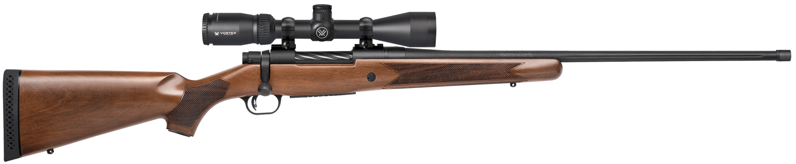 Mossberg 28241 Patriot w/Optic Full Size 350 Legend 4+1 22" Matte Blued Fluted Threaded Barrel, Matte Blued Drilled & Tapped Receiver, Walnut Fixed Stock, Vortex Crossfire II 3-9x40mm Scope