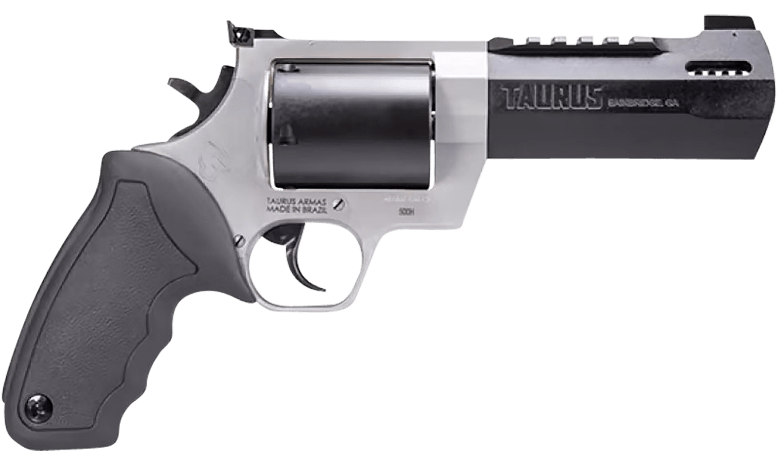 Taurus 2500055RH Raging Hunter  Large Frame 500 S&W Mag 5rd 5.12" Matte Black Ported/Target Crown Barrel, Matte Black Oxide Cylinder, Matte Stainless Stainless Steel Frame, Black Rubber Grip