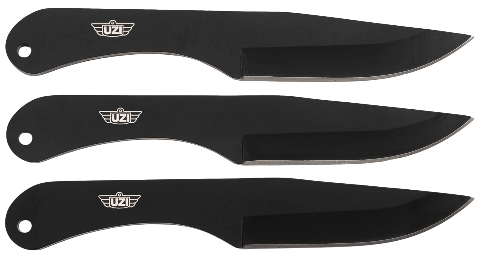 Uzi Accessories UZKTRW004 Throwing Knives IV Three, 8.25" Plain Black Stainless Steel