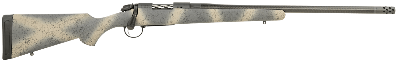 Bergara Rifles B14S522CF B-14 Ridge Carbon Wilderness 6.5 Creedmoor 4+1 22" Carbon Fiber  Wrapped Barrel, Gray Cerakote Steel Receiver, SoftTouch Woodland Camo Fixed American Style Stock, Right Hand