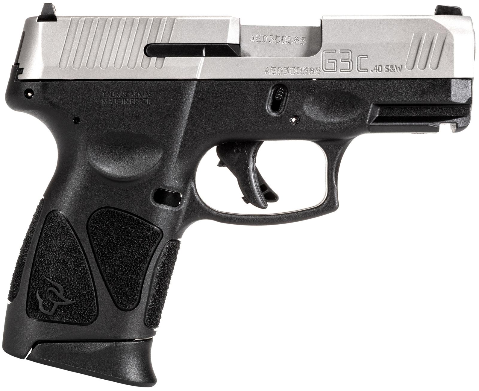 Taurus 1G3C4039 G3C  Compact Frame 40 S&W 10+1 3.26" Matte Stainless Steel Barrel, Serrated Stainless Steel Slide, Black Polymer Frame w/Picatinny Rail, Black Polymer Grip
