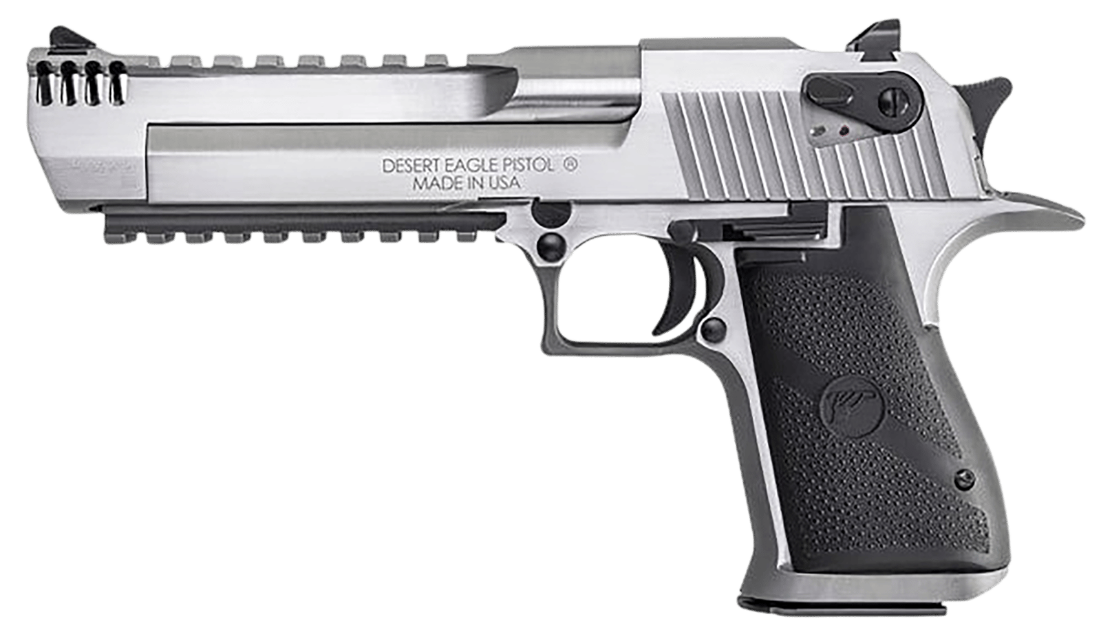 Magnum Research DE357SRMB Desert Eagle Mark XIX 357 Mag 9+1 6" Stainless Steel Barrel, Stainless Steel Serrated Slide, Stainless Steel Frame w/Beavertail & Picatinny Rail, Weaver Top Mount
