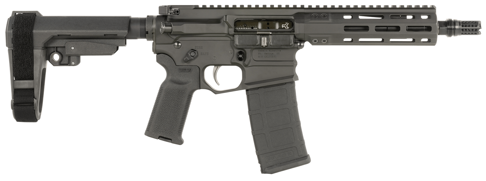 Cobalt Kinetics CKPROLITE30075BLK Pro Lite  300 Blackout 30+1 7.50" Black Melonite Barrel, Black Aluminum Receiver w/Picatinny Rail, Black Polymer SB Tactical SBA3 Brace, Black Polymer Grip