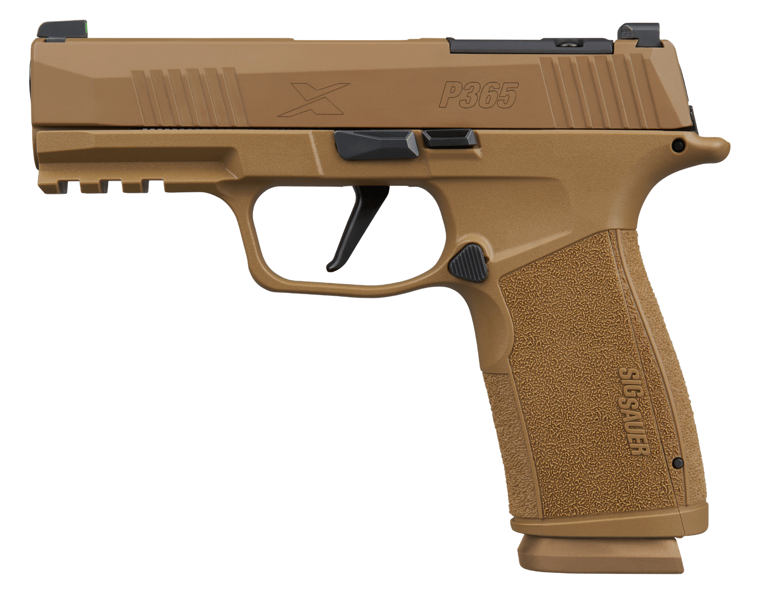 Sig Sauer 365XCA9CXR3 P365 XMacro 9mm Luger 17+1 3.70" Black DLC Barrel, Coyote Cerakote Stainless Steel Optic Ready/Serrated Slide & Frame w/Picatinny Rail, Interchangeable Backstrap Grip