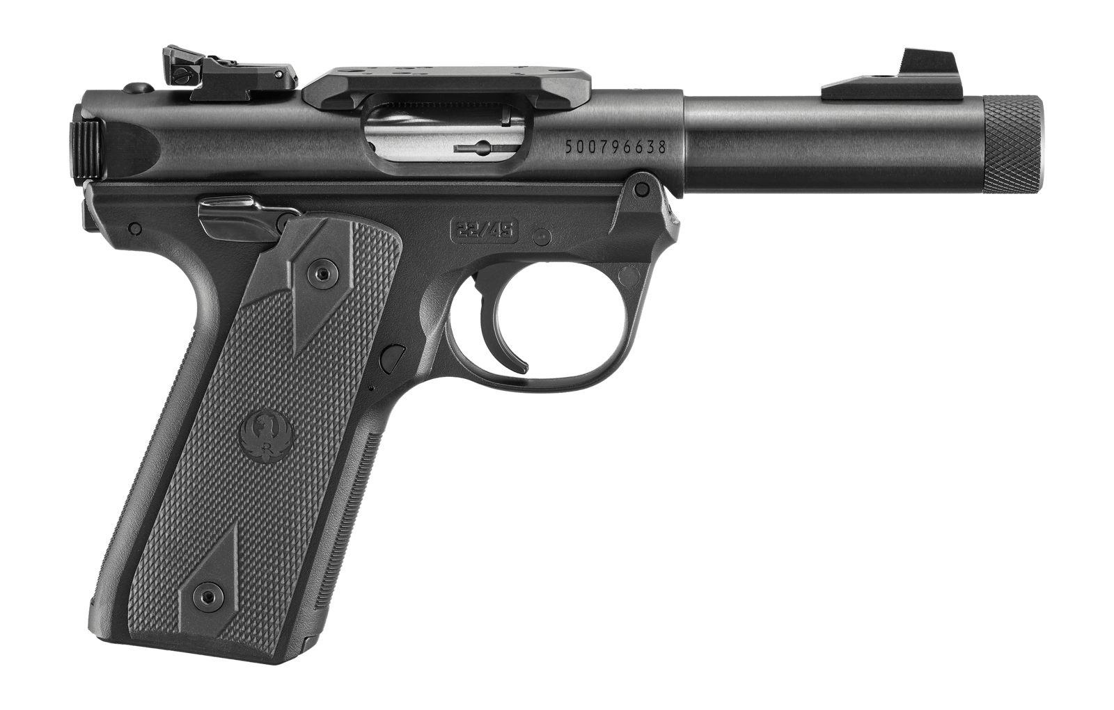 Ruger 40194 Mark IV 250th Anniversary 22 LR 10+1 4.40" Stainless Threaded Bull Barrel, Black Alloy Steel Receiver w/Scope Rail, Black Polymer Frame, Checkered Synthetic Grip, RMR/RMSc/DPP Footprint, A