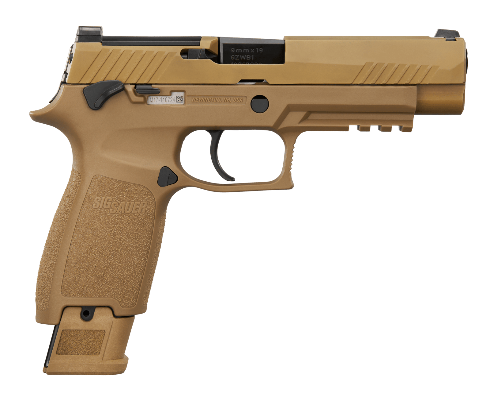 Sig Sauer M179CSSMSMA M17 *MA Compliant Full Size 9mm Luger 10+1 4.70" Coyote PVD Stainless Steel Optic Ready/Serrated Slide, Coyote PVD w/Black Controls Stainless Steel Frame w/Picatinny Rail, Textur