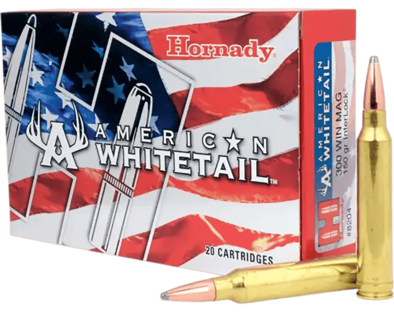 Hornady 8204 American Whitetail  300WinMag 150gr InterLock Spire Point 20 Per Box/10 Case