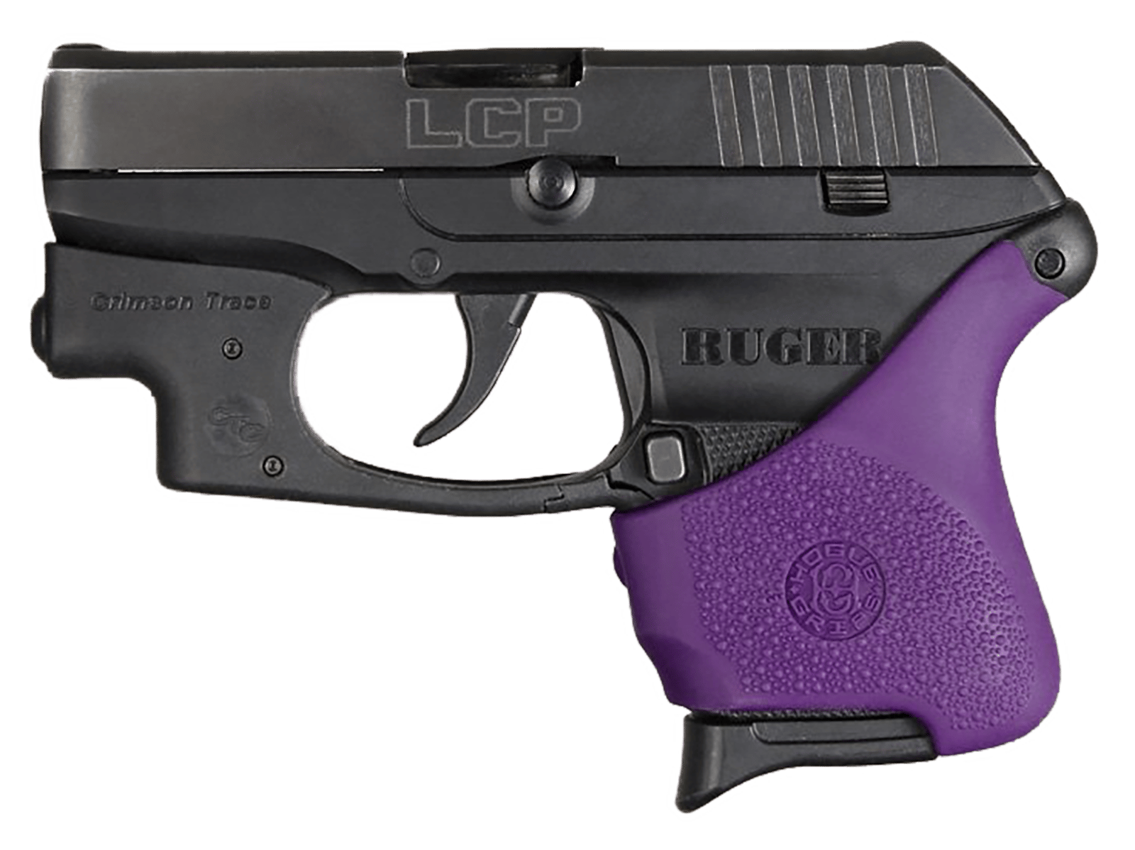 Hogue 18116 HandAll Hybrid Grip Sleeve made of Rubber with Textured Purple Finish for Ruger LCP with Crimson Trace