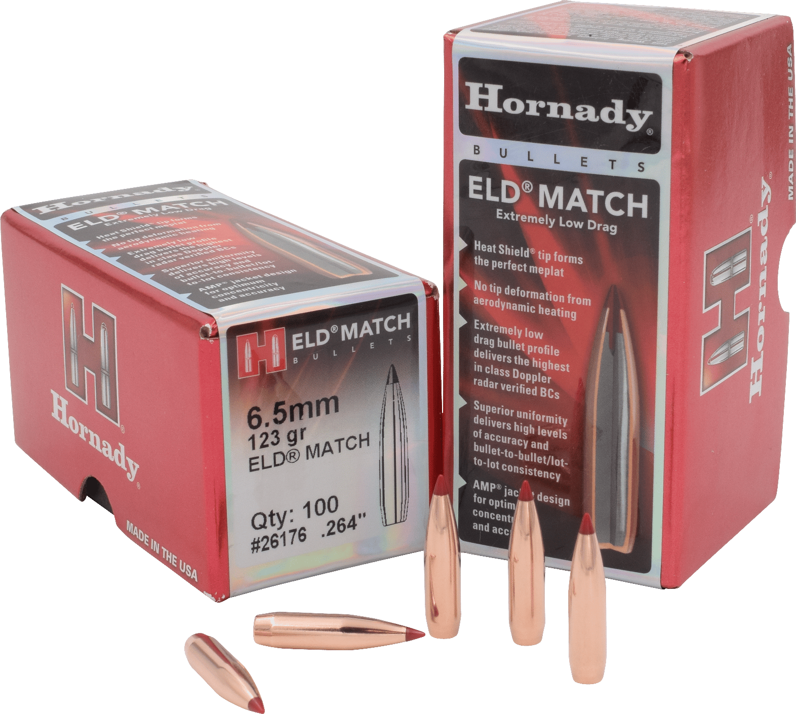 Hornady 26176 ELD Match  6.5mm .264 123 gr Extremely Low Drag Match 100 Per Box/ 25 Case